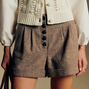 Sezane Wallace High-waisted Shorts in Virgin Wool, Taupe 38 - SOLD OUT!
